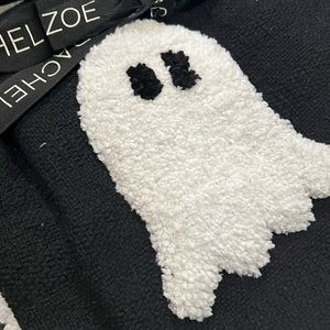 New Rachel Zoe, black and white Halloween ghost net throw blanket